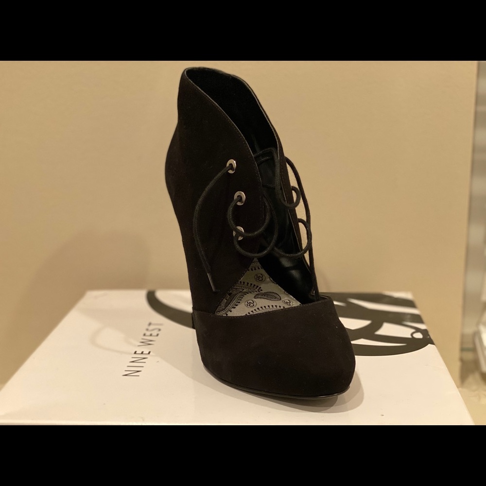 Black Suede Lace Up Heels